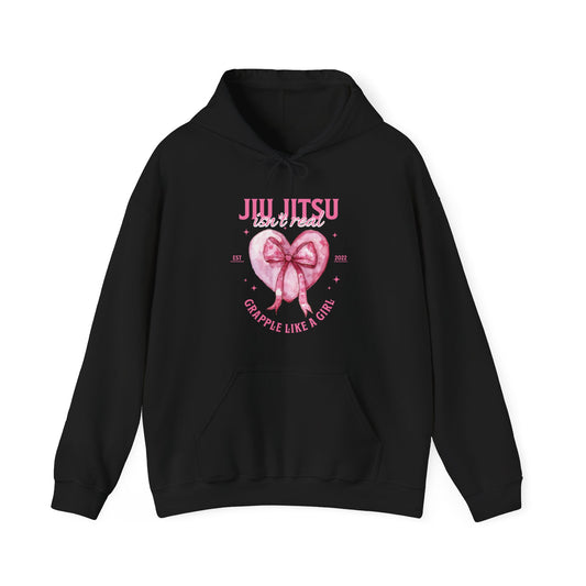 Grapple like a Girl BJJ Hoodie - Jiu Jitsu isn't Real Pink Heart