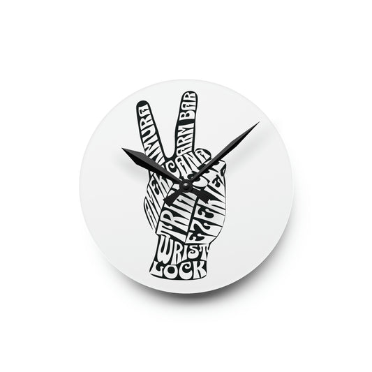Brazilian Jiu Jitsu Peace Sign Design Acrylic Wall Clock Gift