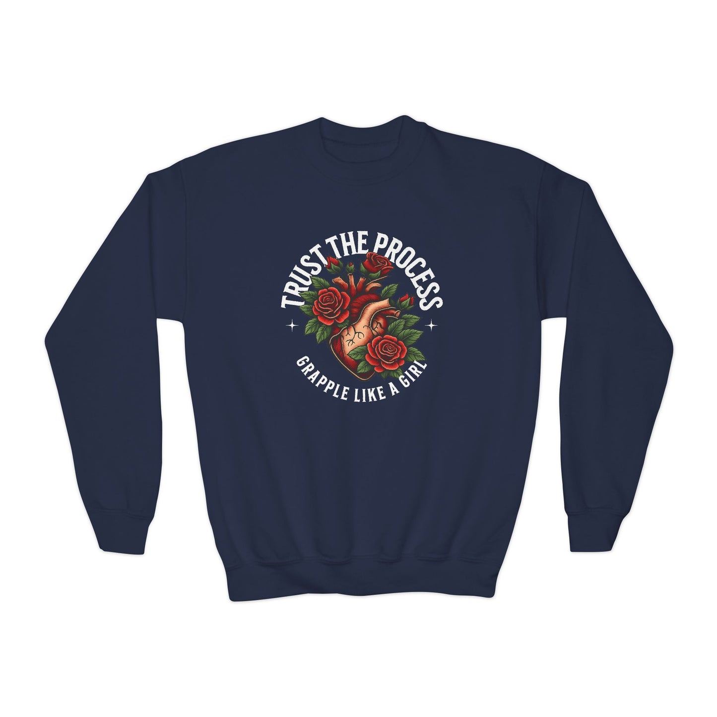 Grapple Like A Girl Youth Crewneck Sweatshirt - Trust the Process