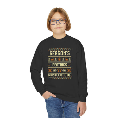 Youth Grapple like a Girl Jiu Jitsu Crewneck Sweater - Season’s Beatings *Limited Edition Holiday Drop*