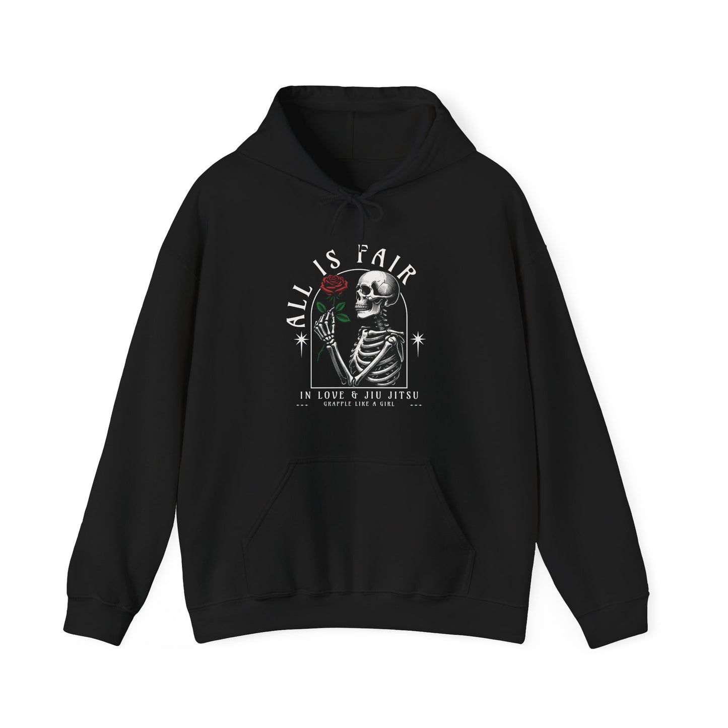 Women's BJJ Hoodie - Grapple Like a Girl, All is fair in love & jiujitsu