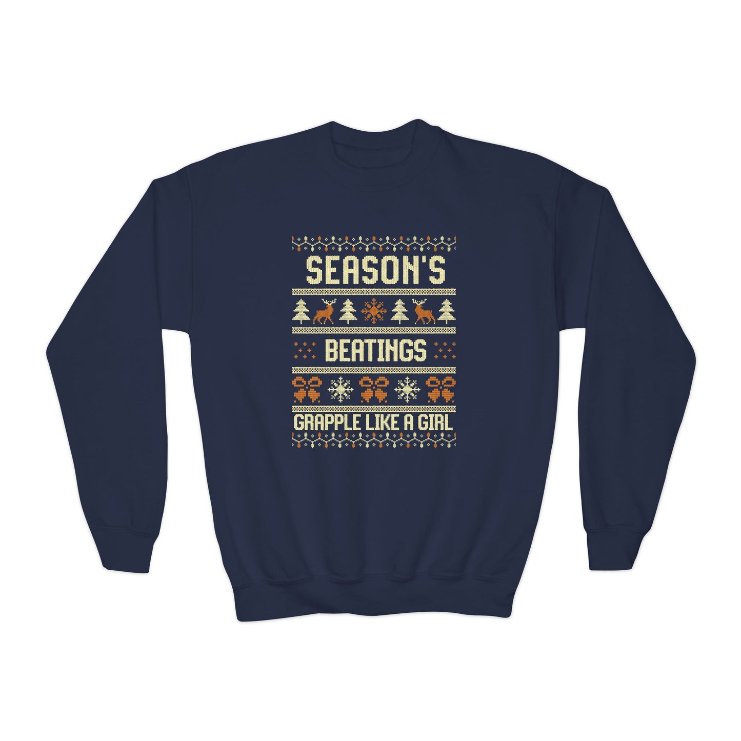 Youth Grapple like a Girl Jiu Jitsu Crewneck Sweater - Season’s Beatings *Limited Edition Holiday Drop*