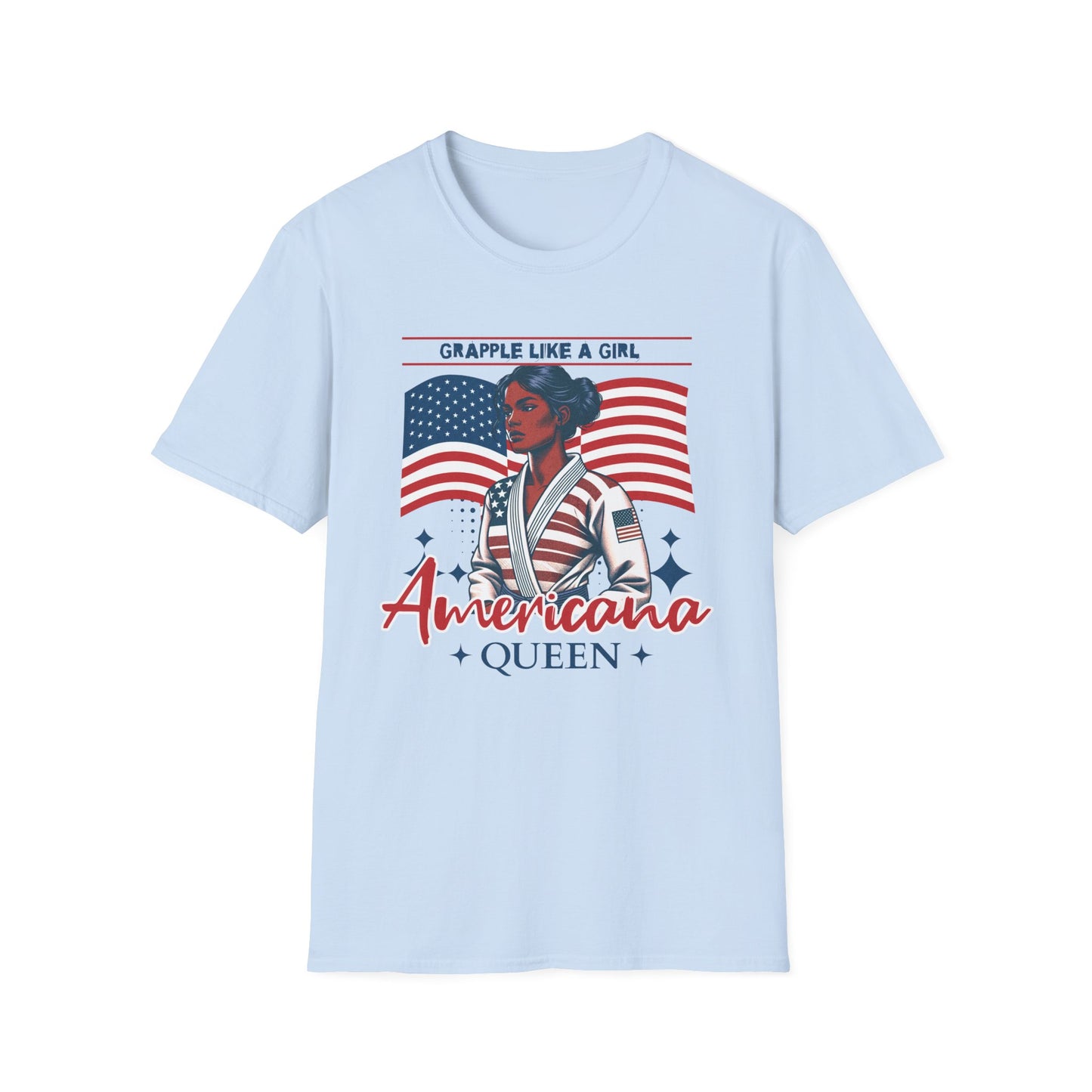 Women's Jiu Jitsu Grapple like a Girl BJJ Americana Queen Patriotic Unisex Softstyle T-Shirt