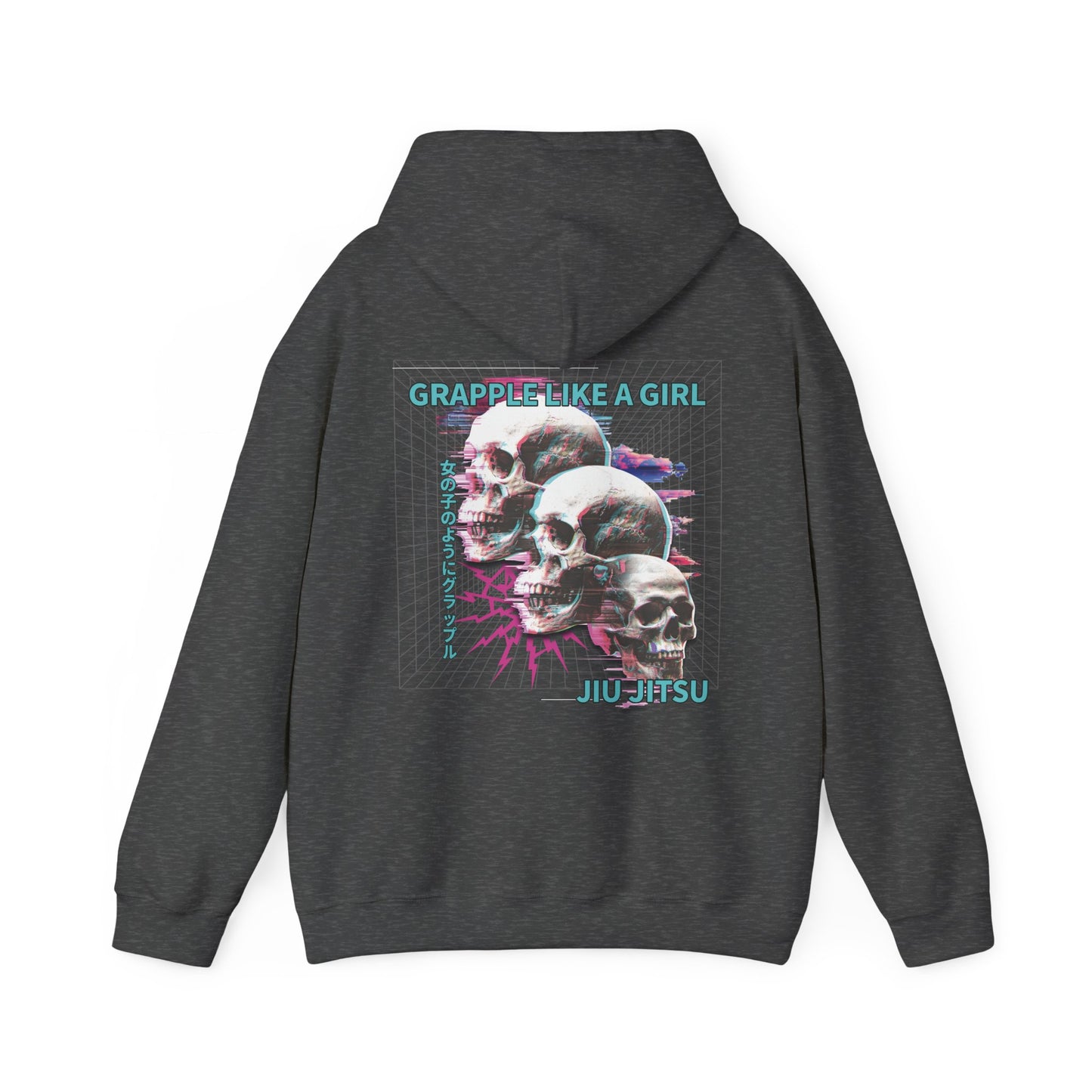 Women's BJJ Hoodie - Grapple Like a Girl, Neon Skulls