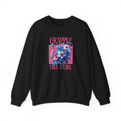 Grapple like a Girl BJJ Women's Crewneck Sweater - Blossoms