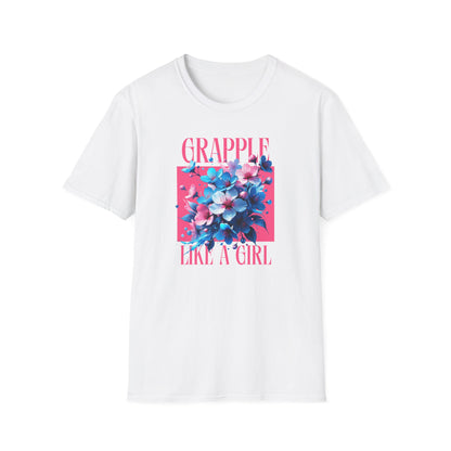 Women's Jiu Jitsu Grapple like a Girl BJJ Unisex Softstyle T-Shirt - Blossoms