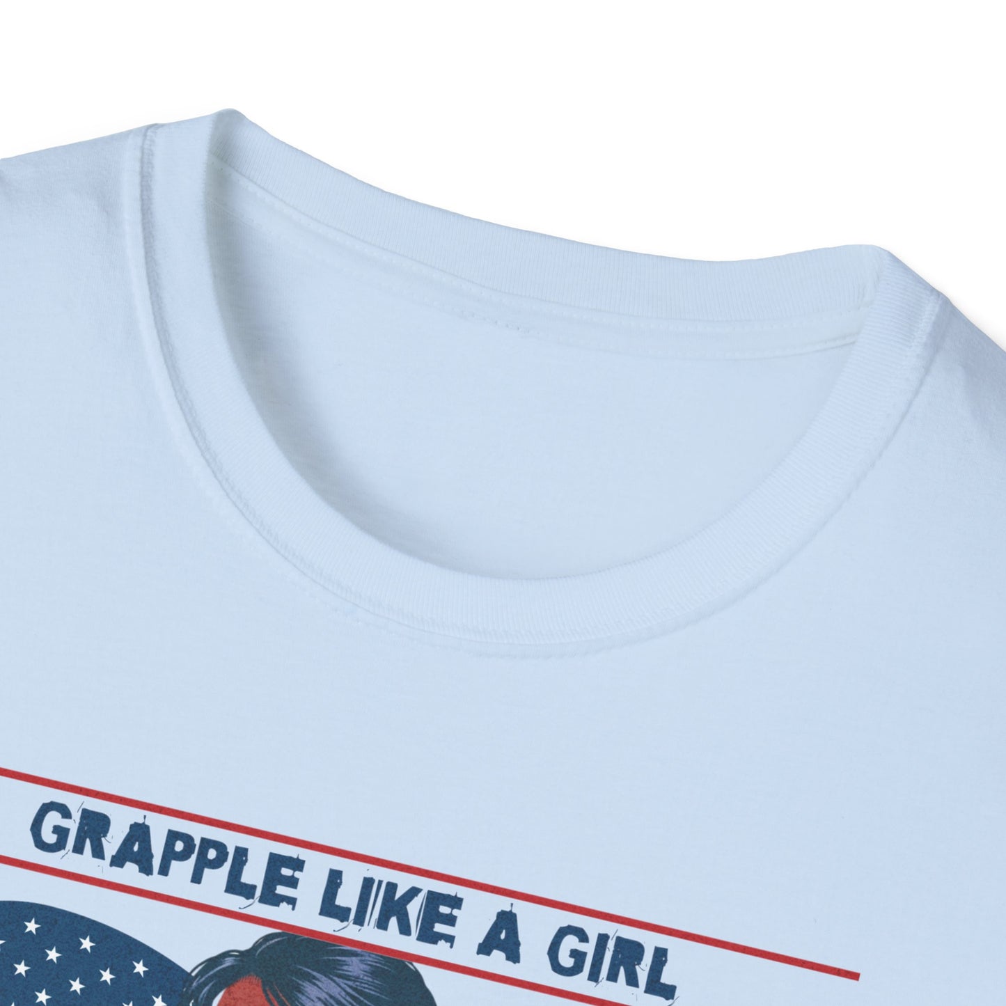 Women's Jiu Jitsu Grapple like a Girl BJJ Americana Queen Patriotic Unisex Softstyle T-Shirt