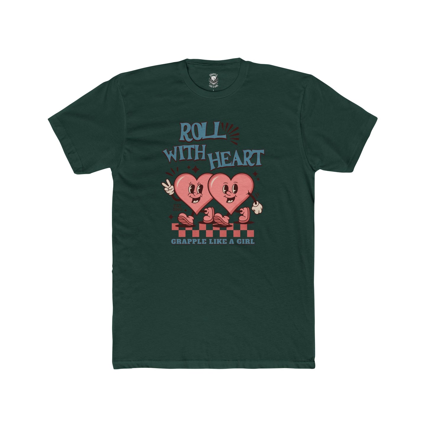 Grapple like a Girl Unisex Cotton T-shirt - Roll with Heart