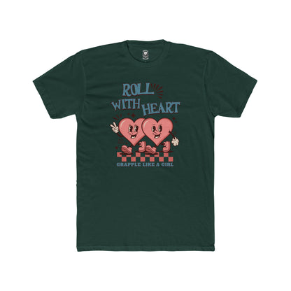 Grapple like a Girl Unisex Cotton T-shirt - Roll with Heart