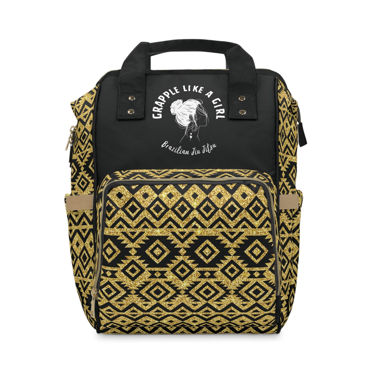 Women's Grapple like a Girl Jiu Jitsu Gear Backpack - Golden Aztec Print