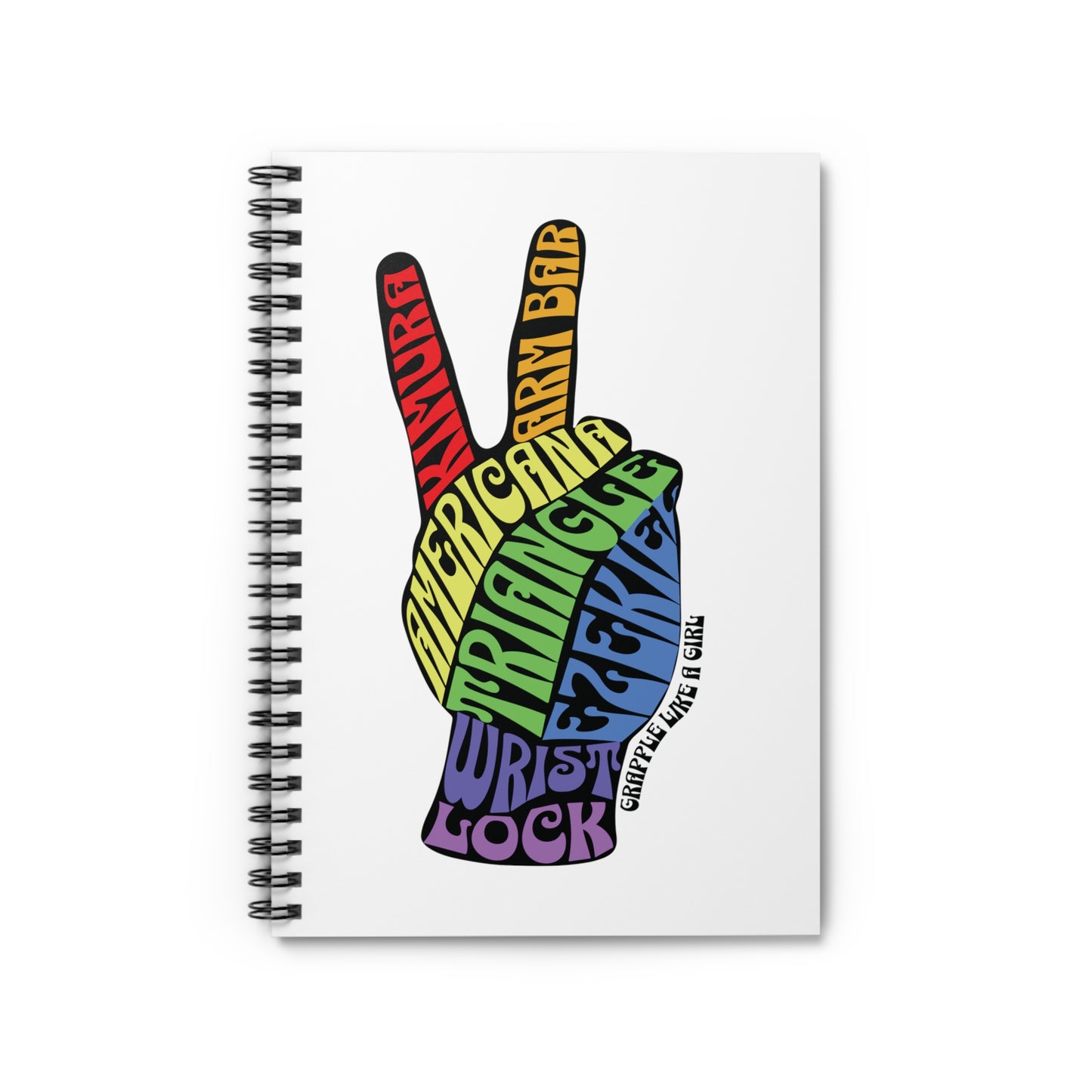 Jiu Jitsu Peace Sign Submission Women's BJJ Blank Journal, Spiralbound Notebook