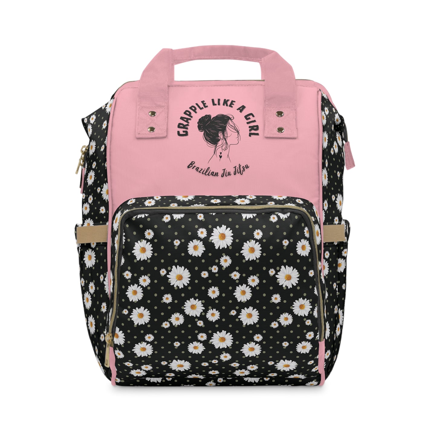 Women's Grapple like a Girl Jiu Jitsu Gear Backpack - Pink Daisy Design