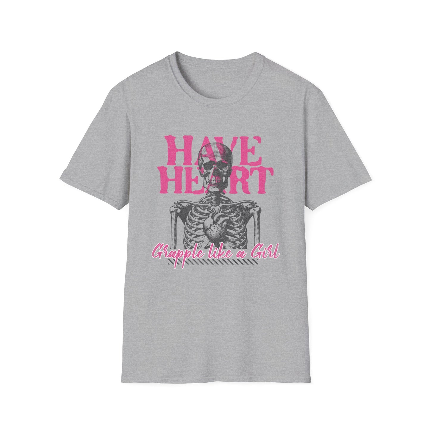 Women's Have Heart Skeleton Grapple like a Girl BJJ Unisex Softstyle T-Shirt