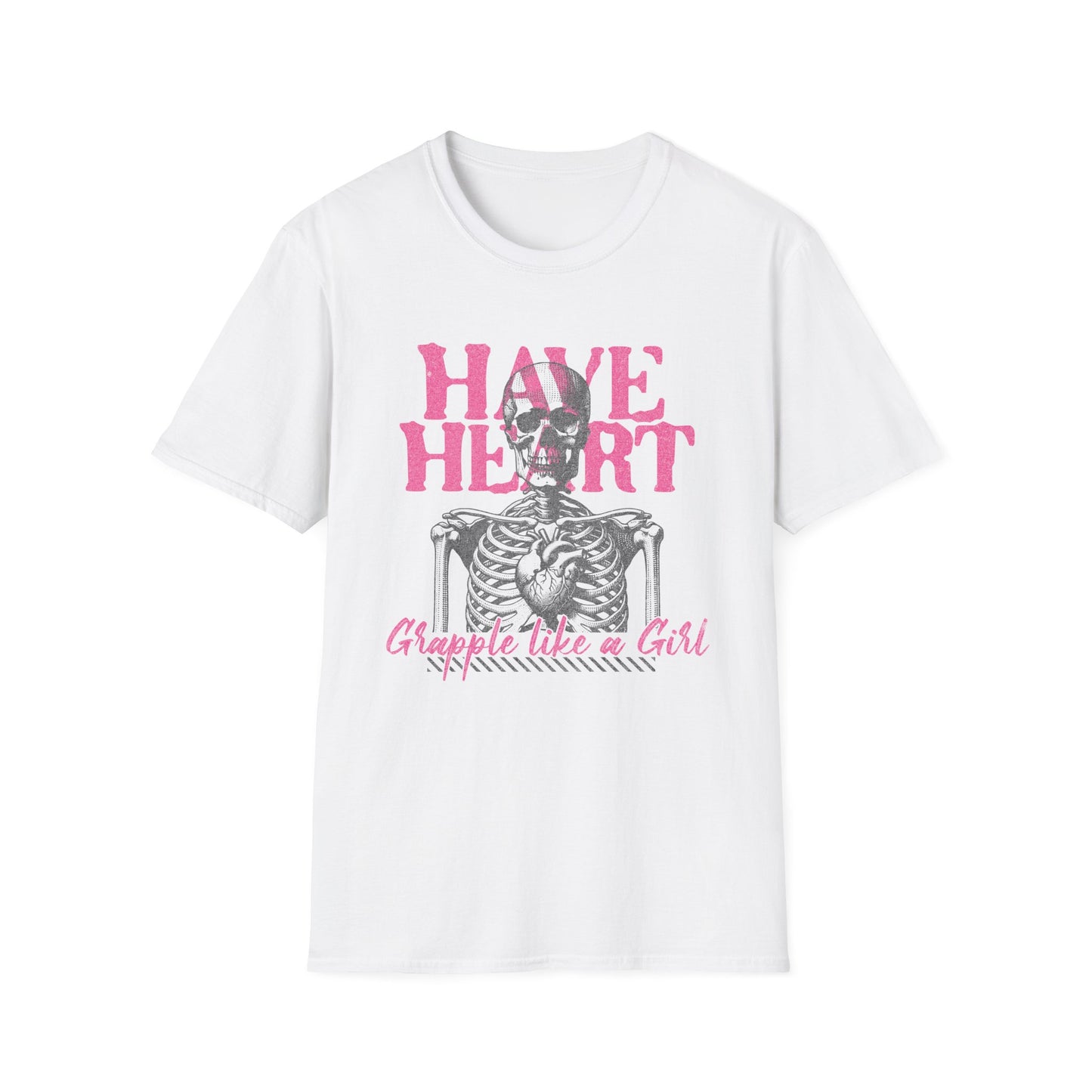 Women's Have Heart Skeleton Grapple like a Girl BJJ Unisex Softstyle T-Shirt