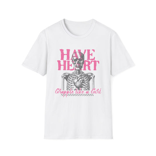 Women's Have Heart Skeleton Grapple like a Girl BJJ Unisex Softstyle T-Shirt