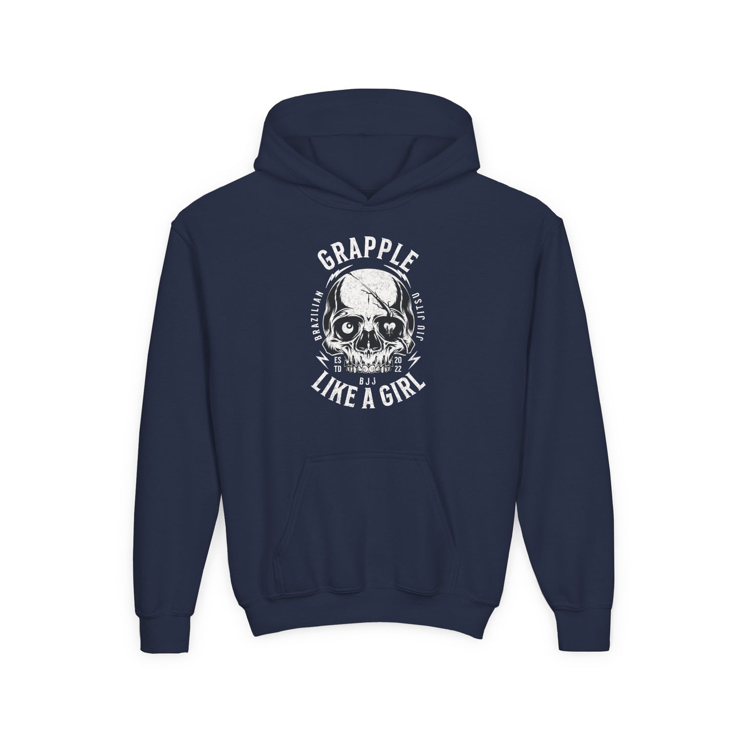 Youth Grapple like a Girl BJJ Skull Jiu Jitsu Hoodie