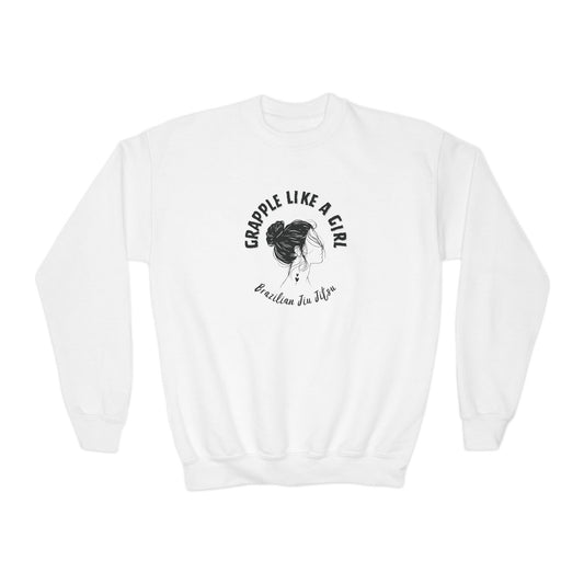 Grapple Like A Girl Youth Crewneck Sweatshirt - Girl Logo