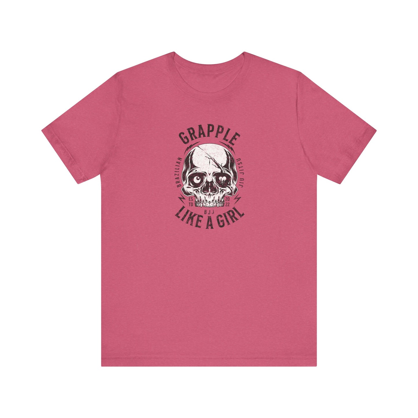 BJJ Women's Jiu Jitsu Grapple like a Girl Tee - Slap, Bump, Roll on the back