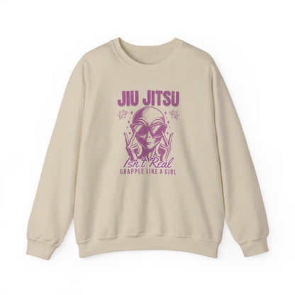 Grapple like a Girl BJJ Women's Crewneck Sweater - Jiu Jitsu isn't Real Alien