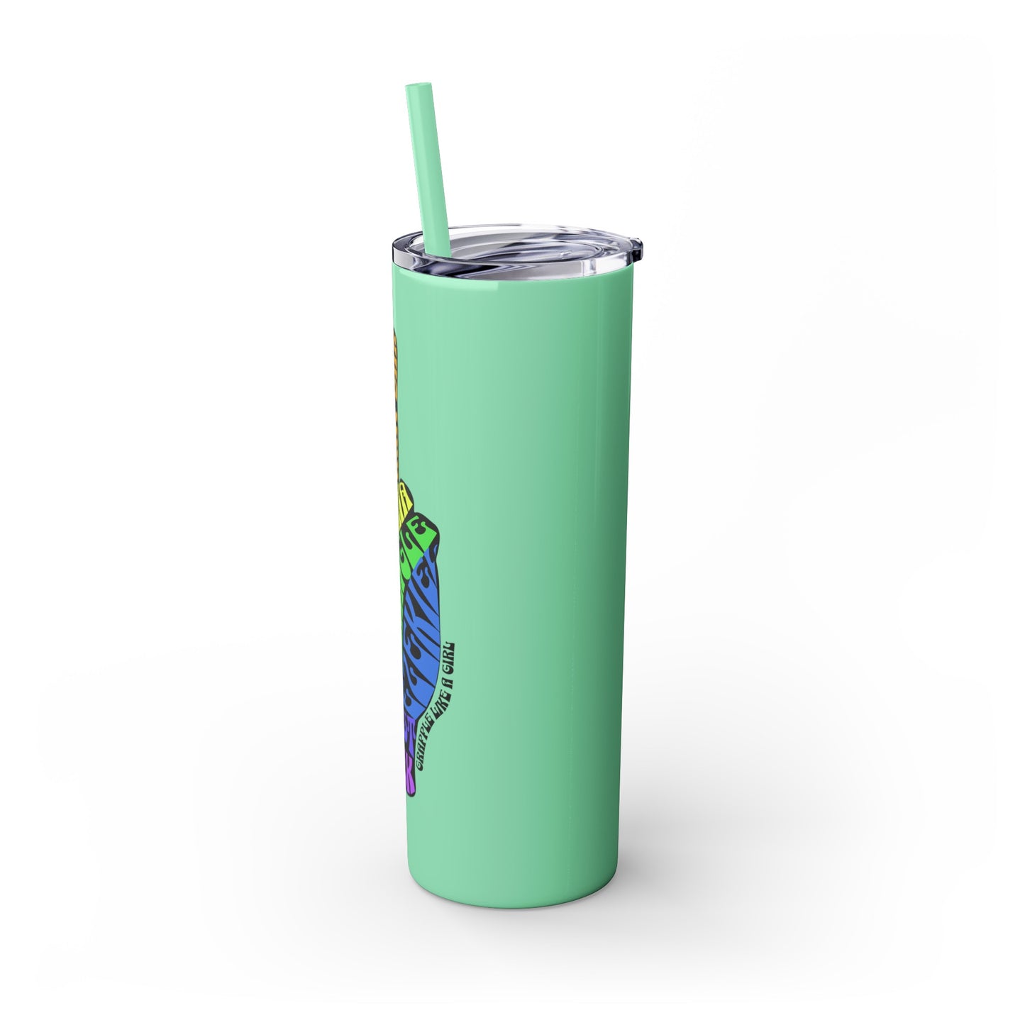 BJJ Submission Peace Sign Skinny Tumbler with Straw, 20oz