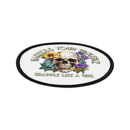 Grapple like a Girl Iron or Sew on Patches - Harness Your Violence