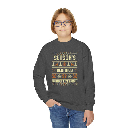 Youth Grapple like a Girl Jiu Jitsu Crewneck Sweater - Season’s Beatings *Limited Edition Holiday Drop*