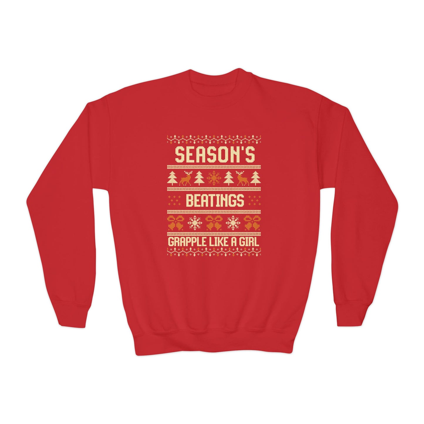 Youth Grapple like a Girl Jiu Jitsu Crewneck Sweater - Season’s Beatings *Limited Edition Holiday Drop*