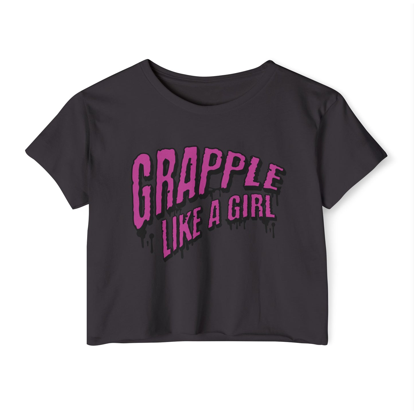 Women's Grapple like a Girl Slime Design Crop Top T-Shirt