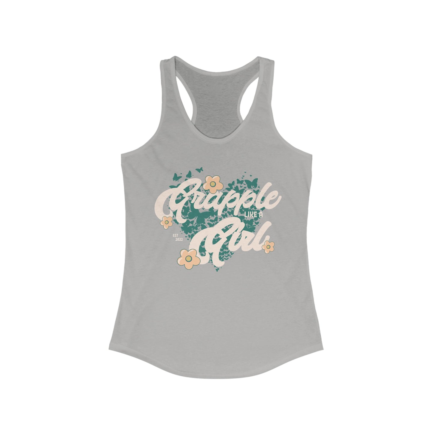 Women's Grapple like a Girl Retro Butterflies Jiu Jitsu Racerback Tank