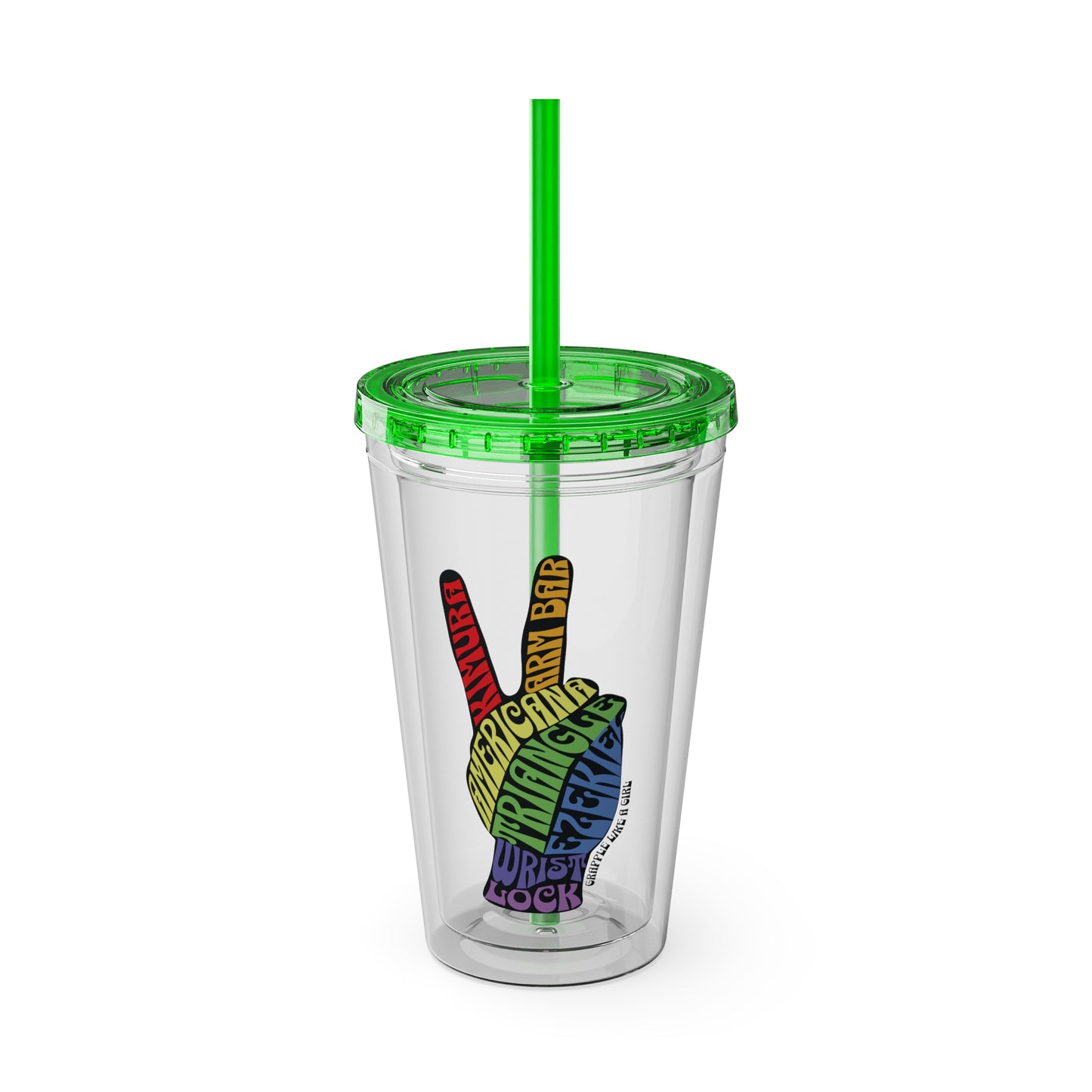 Submission Peace Sign BJJ Jiu Jitsu Acrylic Tumbler w/ Straw