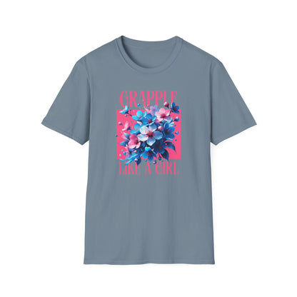 Women's Jiu Jitsu Grapple like a Girl BJJ Unisex Softstyle T-Shirt - Blossoms