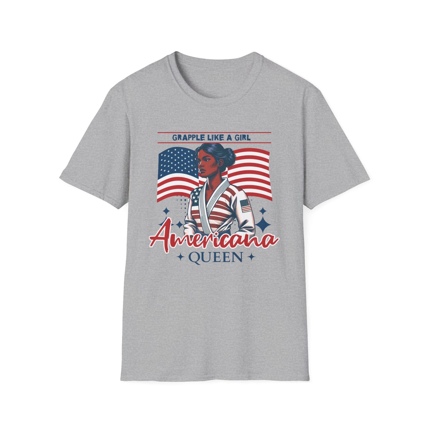 Women's Jiu Jitsu Grapple like a Girl BJJ Americana Queen Patriotic Unisex Softstyle T-Shirt