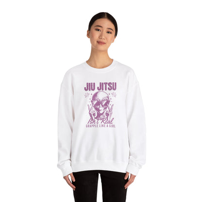 Grapple like a Girl BJJ Women's Crewneck Sweater - Jiu Jitsu isn't Real Alien