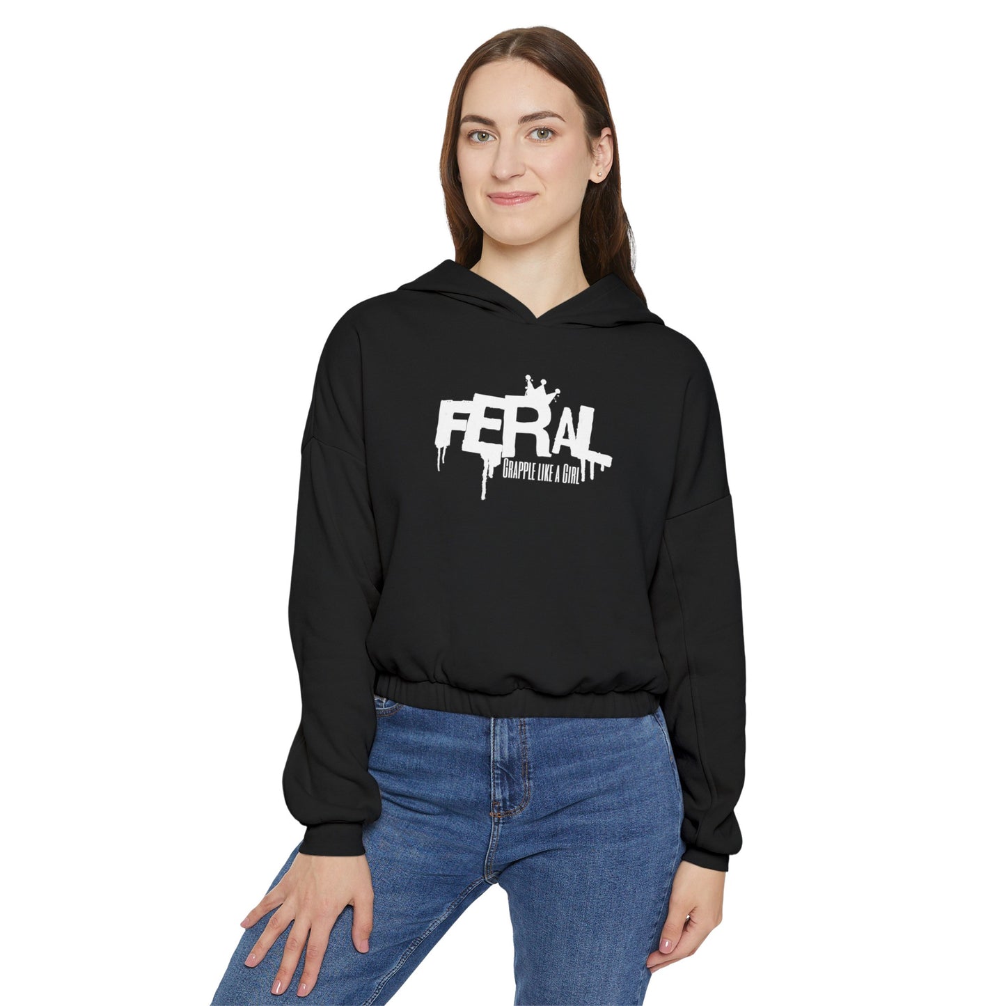 Feral Grapple like a Girl BJJ Women's Cinched Bottom Hoodie