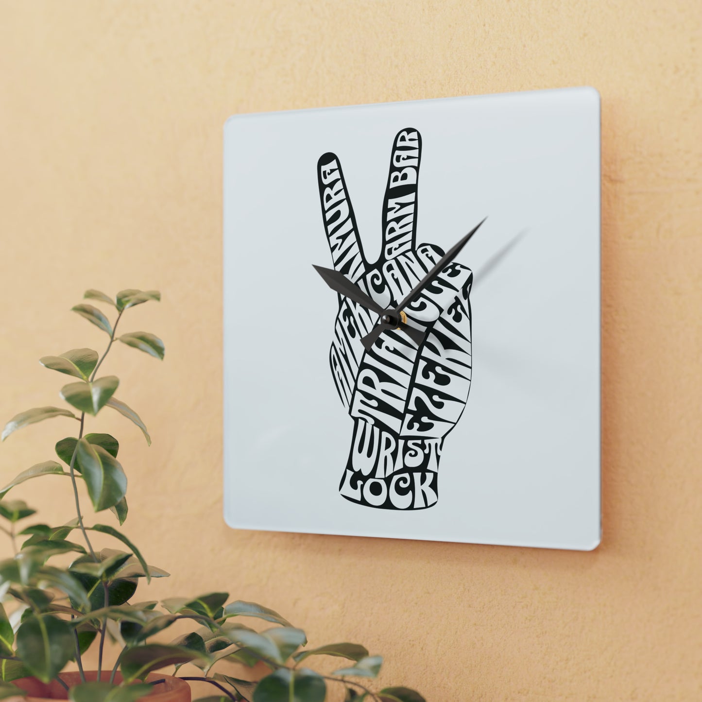 Brazilian Jiu Jitsu Peace Sign Design Acrylic Wall Clock Gift