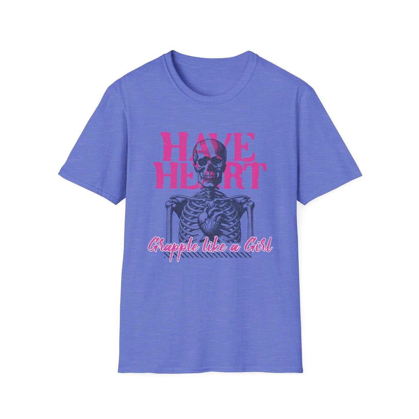 Women's Have Heart Skeleton Grapple like a Girl BJJ Unisex Softstyle T-Shirt