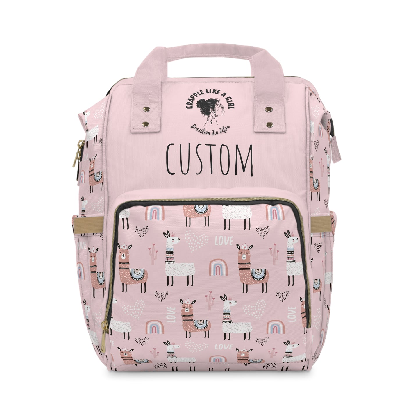 Grapple like a Girl Jiu Jitsu Gear Backpack - Pink Llama Custom Name