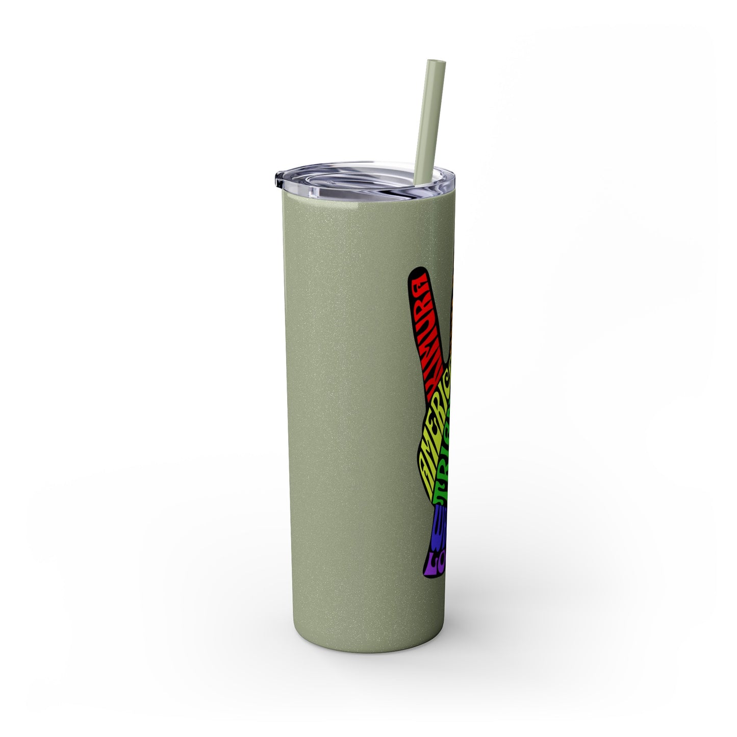 BJJ Submission Peace Sign Skinny Tumbler with Straw, 20oz