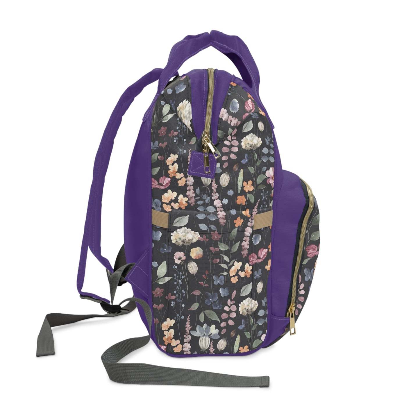 Women's Roll like a Girl Jiu Jitsu Gear Backpack - Purple Black Floral Design