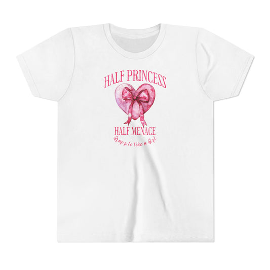 Grapple like a Girl Youth Short Sleeve Tee - Half Princess Half Menace