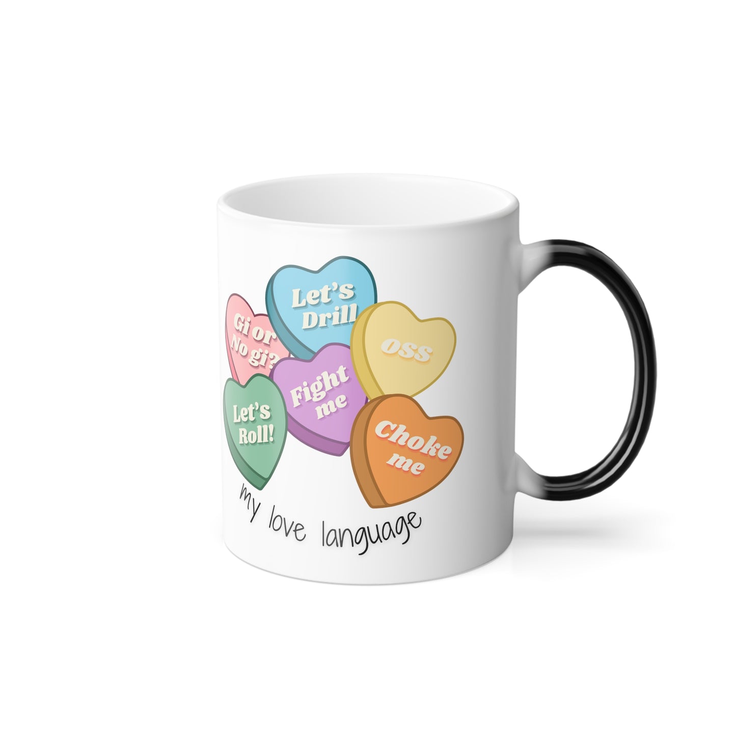 BJJ Conversation Hearts 11oz Color Changing Mug