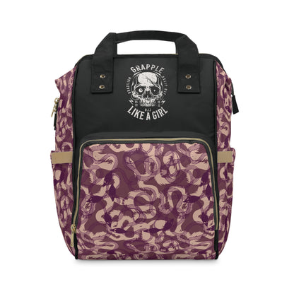 Women's Grapple like a Girl Jiu Jitsu Gear Backpack - Red Snake Pattern