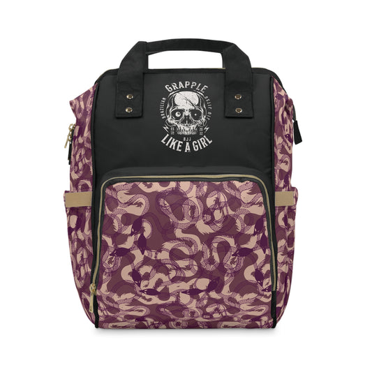 Women's Grapple like a Girl Jiu Jitsu Gear Backpack - Red Snake Pattern