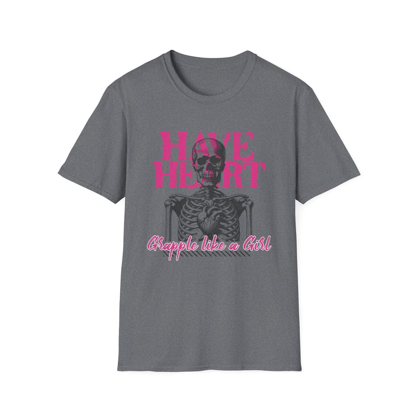 Women's Have Heart Skeleton Grapple like a Girl BJJ Unisex Softstyle T-Shirt