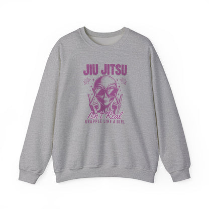 Grapple like a Girl BJJ Women's Crewneck Sweater - Jiu Jitsu isn't Real Alien