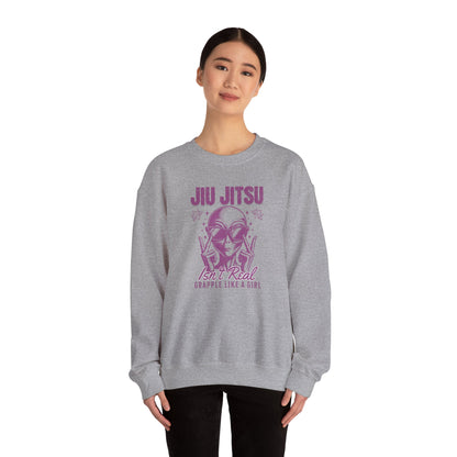 Grapple like a Girl BJJ Women's Crewneck Sweater - Jiu Jitsu isn't Real Alien