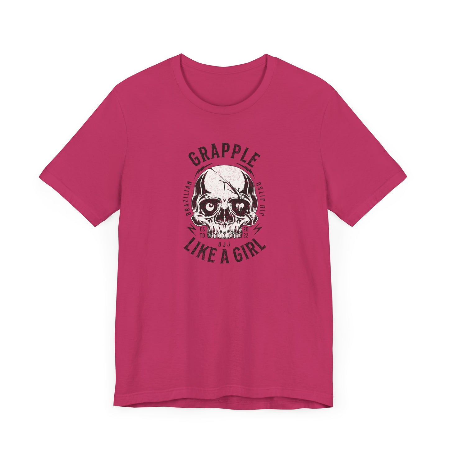 BJJ Women's Jiu Jitsu Grapple like a Girl Tee - Slap, Bump, Roll on the back