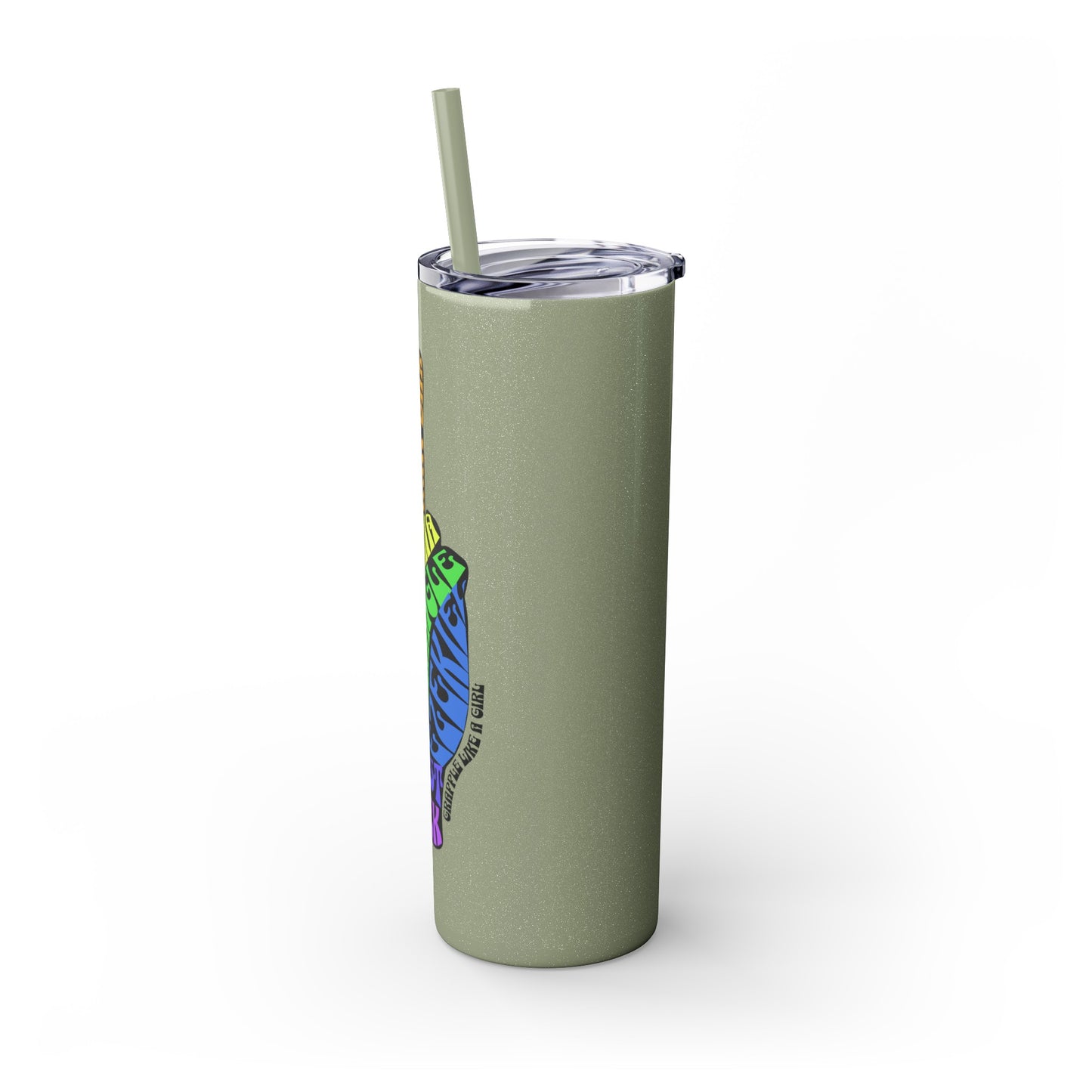 BJJ Submission Peace Sign Skinny Tumbler with Straw, 20oz