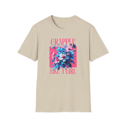 Women's Jiu Jitsu Grapple like a Girl BJJ Unisex Softstyle T-Shirt - Blossoms
