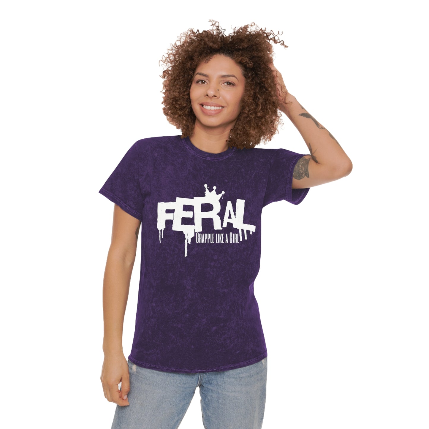 Feral Grapple like a Girl Unisex Fit Mineral Wash T-Shirt